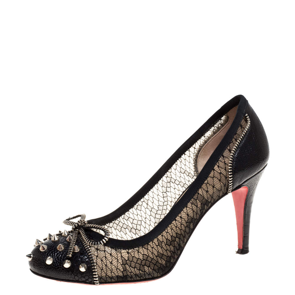 black lace louboutin heels