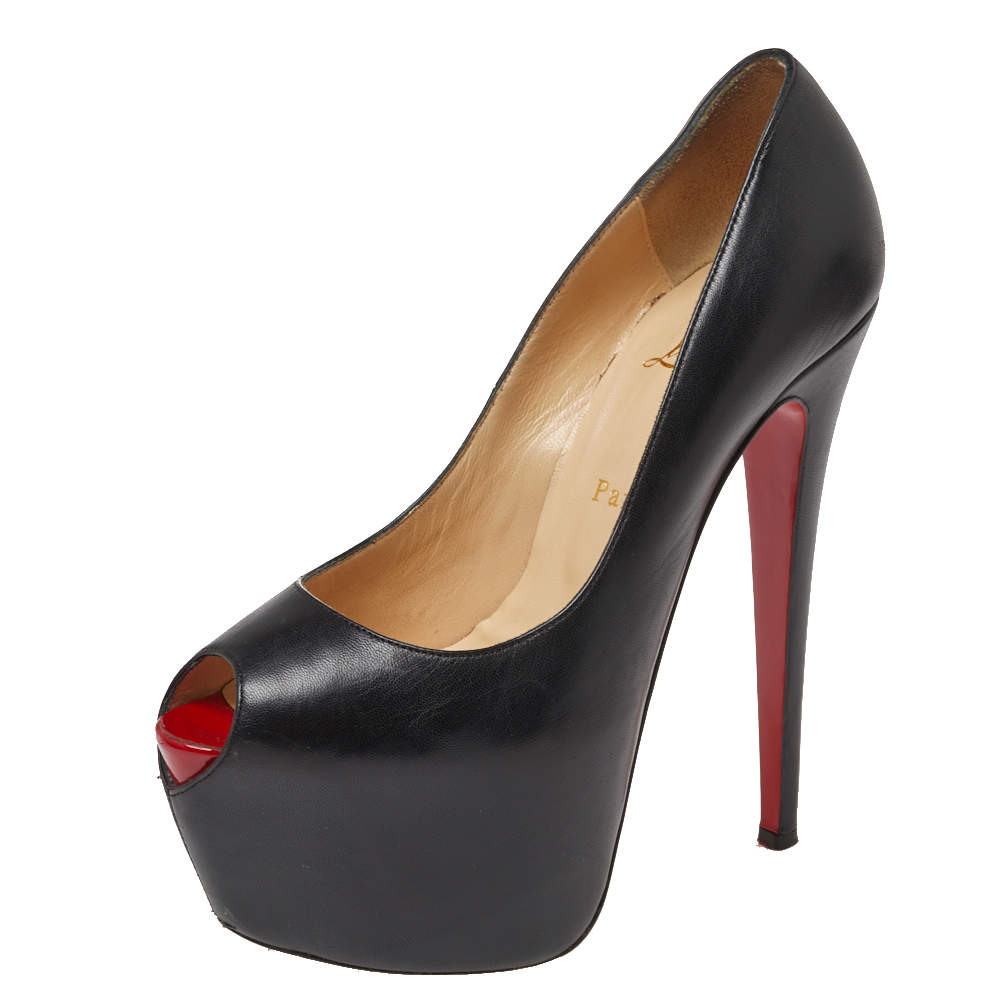 louboutin black peep toe heels