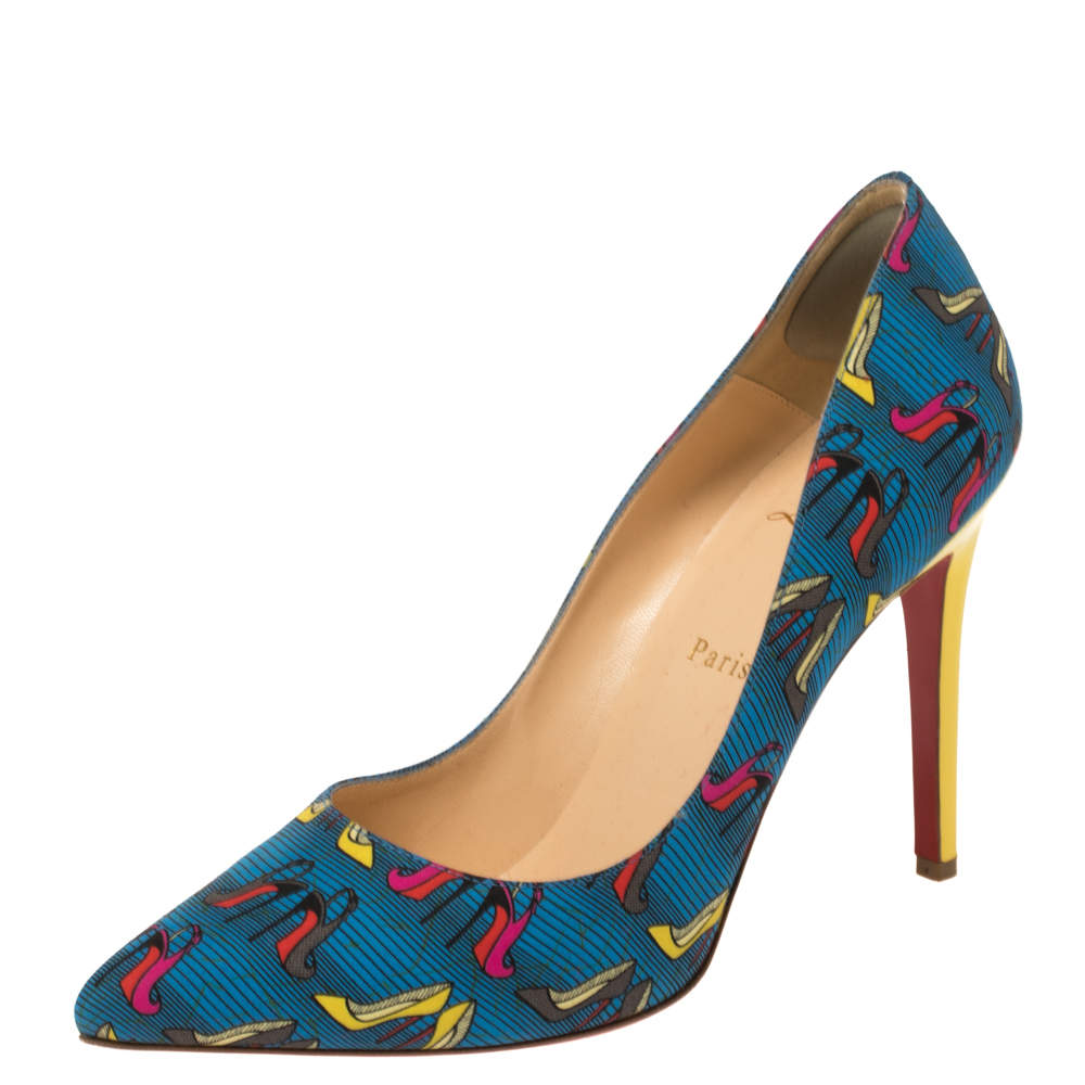 Pre Owned Christian Louboutin Multicolor Printed  Fabric Pigalle Pumps Size 40.5