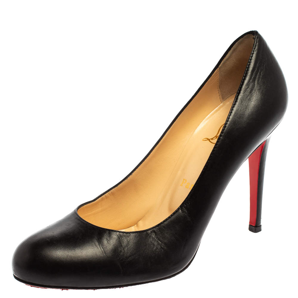 Christian Louboutin Black Leather New Simple Pumps Size 39.5
