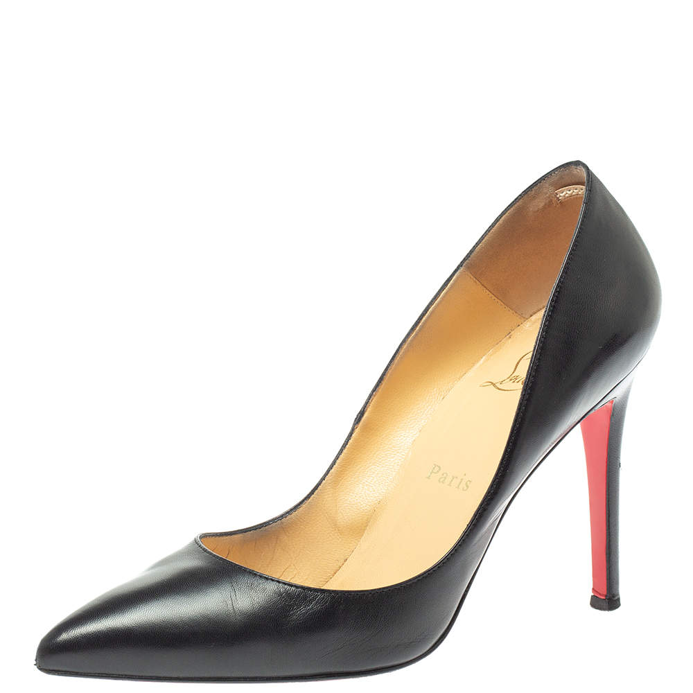 Pre Owned Christian Louboutin Black Leather Pigalle Pumps Size 38
