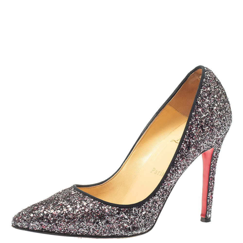 Pre Owned Christian Louboutin Multicolor Glitter Pigalle Pumps Size 38