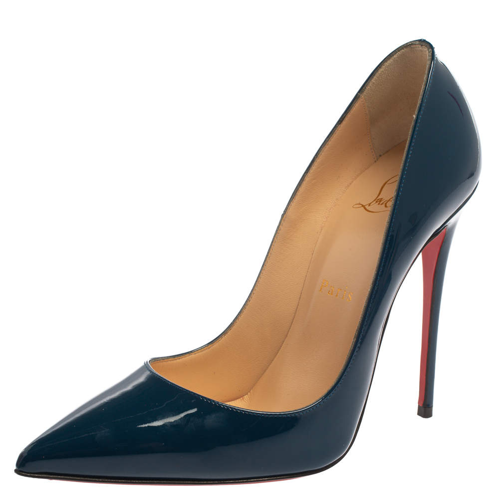Christian Louboutin Navy Blue Patent Leather So Kate Ponited Toe Pumps ...
