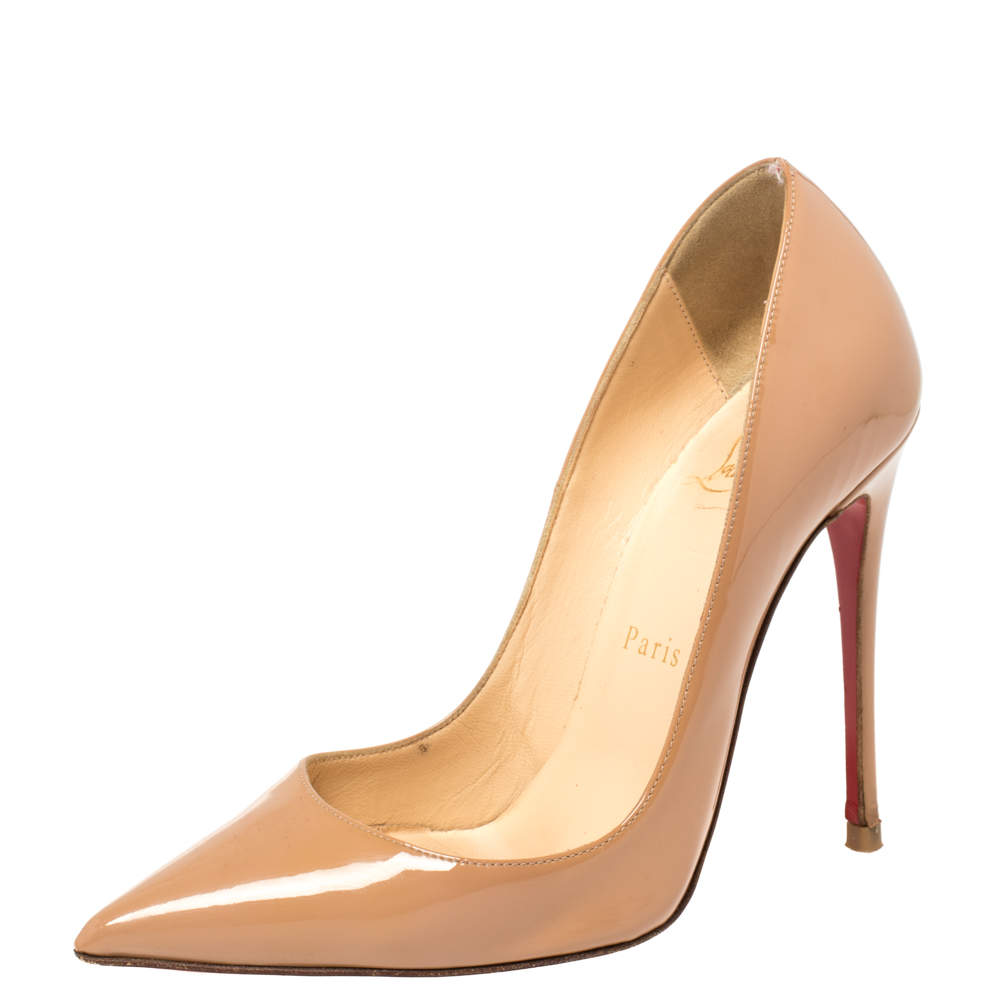 Christian Louboutin Beige Patent Leather So Kate Pumps Size 34.5