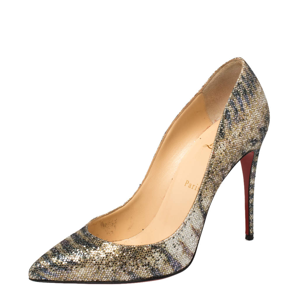 Pre Owned Christian Louboutin Multicolor Glitter So Kate Pumps Size 40