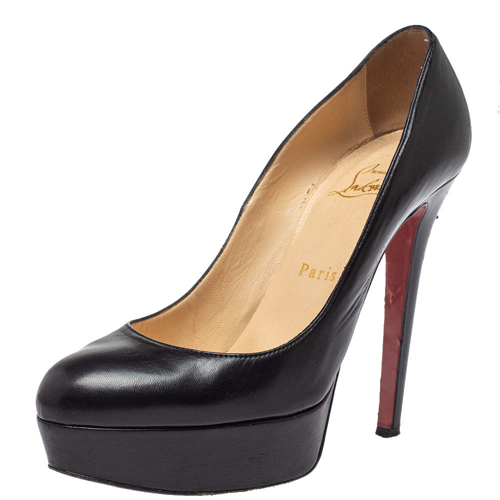 Pre Owned Christian Louboutin Black Leather Bianca  Pumps Size 37