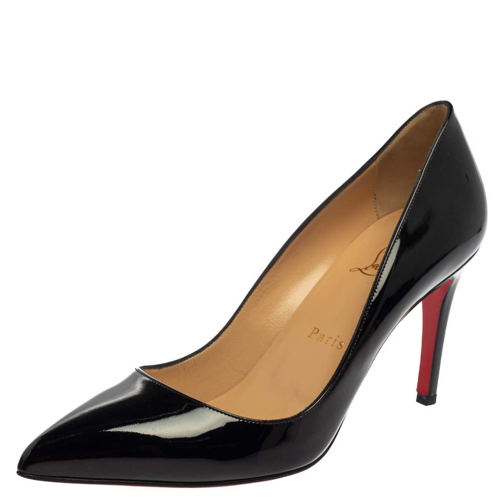 Pre Owned Christian Louboutin Black Patent Leather Pigalle Pumps Size 38.5