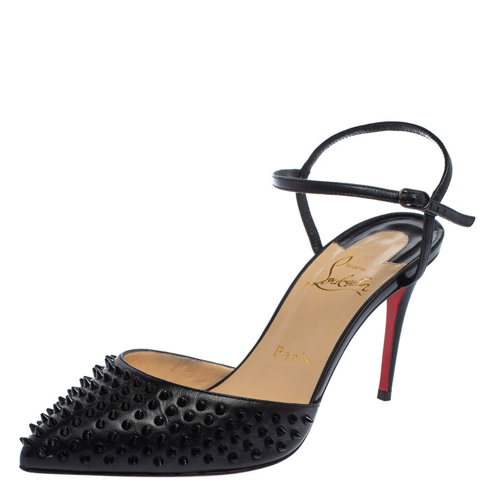 Pre Owned Christian Louboutin Black Leather Baila Sandals Size 37