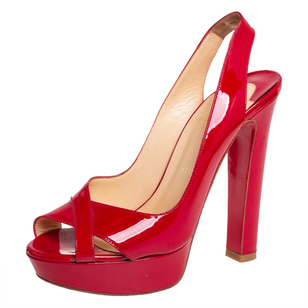 サンダル・ミュール SCAROSSO FW21 Sutton Red Patent (SUTTONPUMPREDPATE) Christian Louboutin | Hot Chick sling 100 red patent pumps