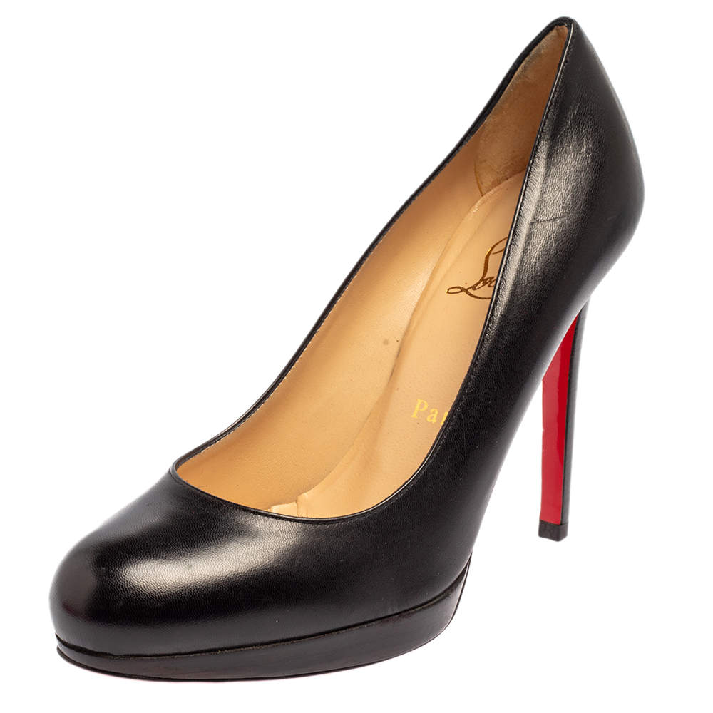 Pre Owned Christian Louboutin Black Leather New Simple Pumps 35.5