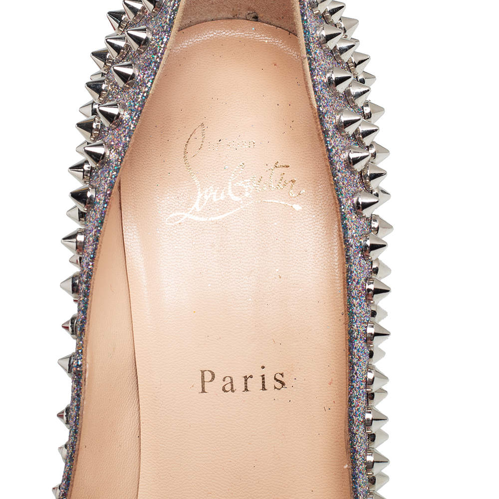 Christian Louboutin Glitter Silver Flo Spike Pumps