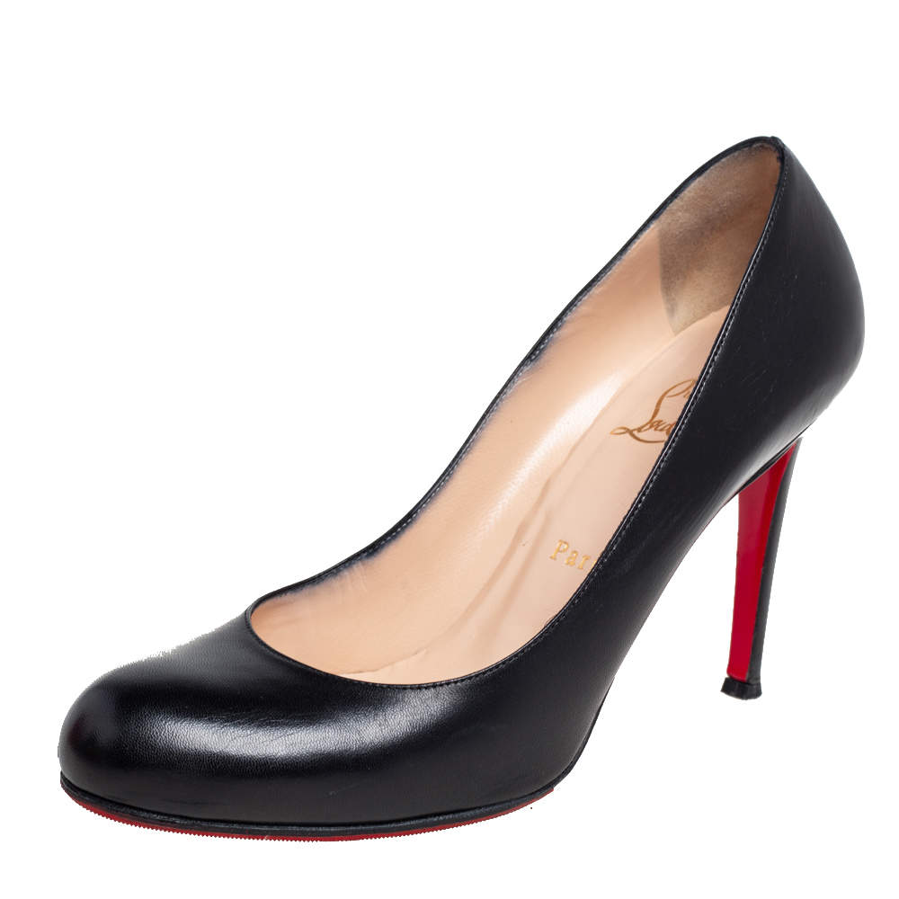 Pre Owned Christian Louboutin Black Leather New Simple Pumps Size 39