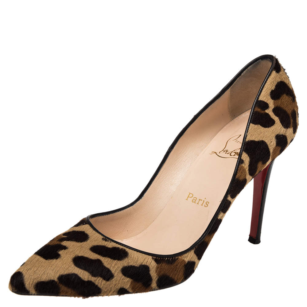 Pre Owned Christian Louboutin Brown Leopard Print Calfhair Pigalle Pumps Size 39