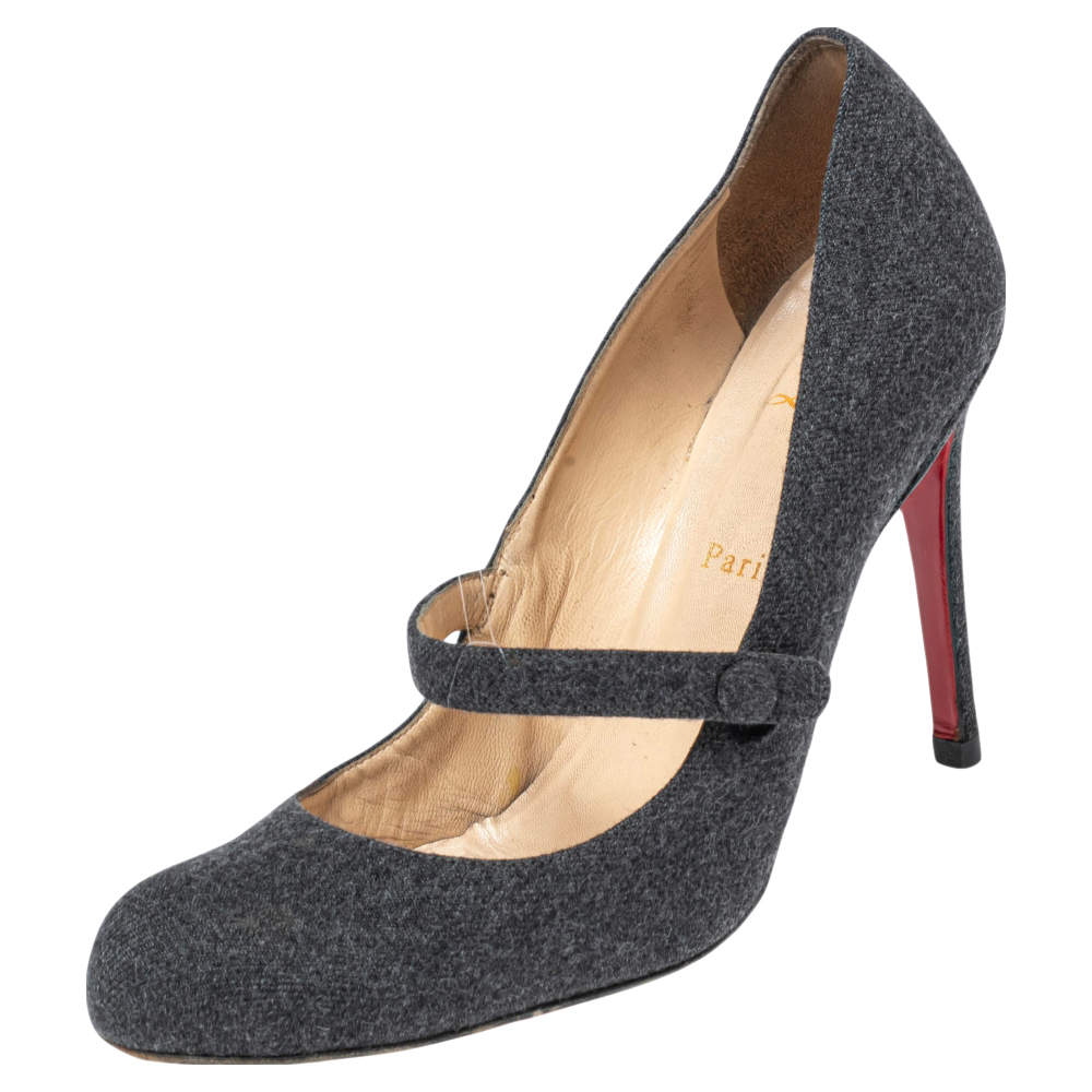 Christian Louboutin Grey Wool Blend Charleen Pumps Size 40