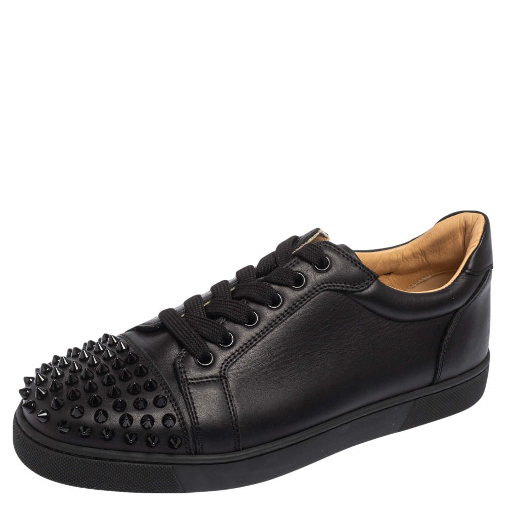 Christian Louboutin - Authenticated Louis Junior Spike Trainer - Glitter Black for Men, Very Good Condition