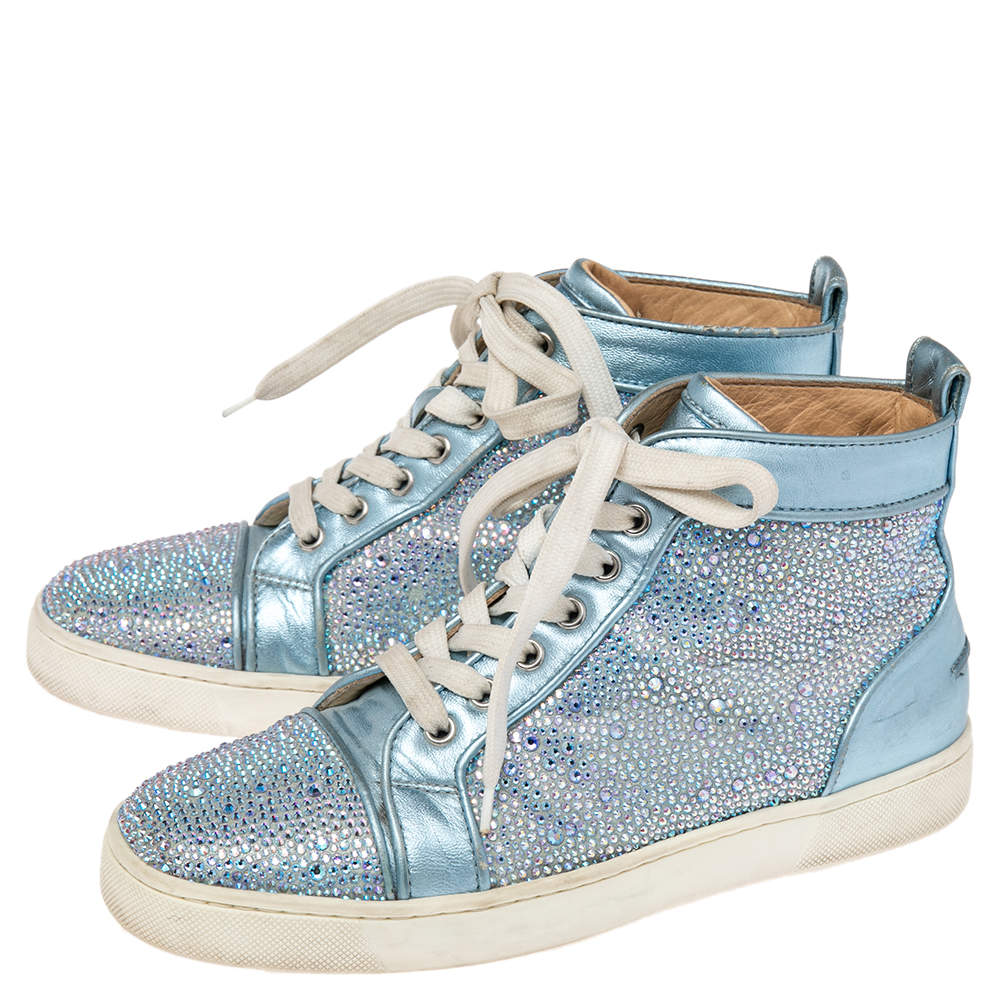 Christian Louboutin Blue & Green Louis Orlato Flat High-Top Sneakers -  ShopStyle