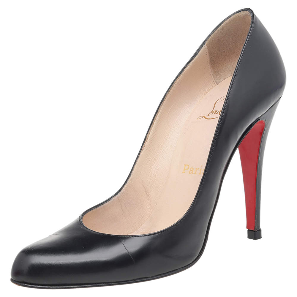 Christian Louboutin Black Leather Decollete Pumps Size 38.5 Christian ...