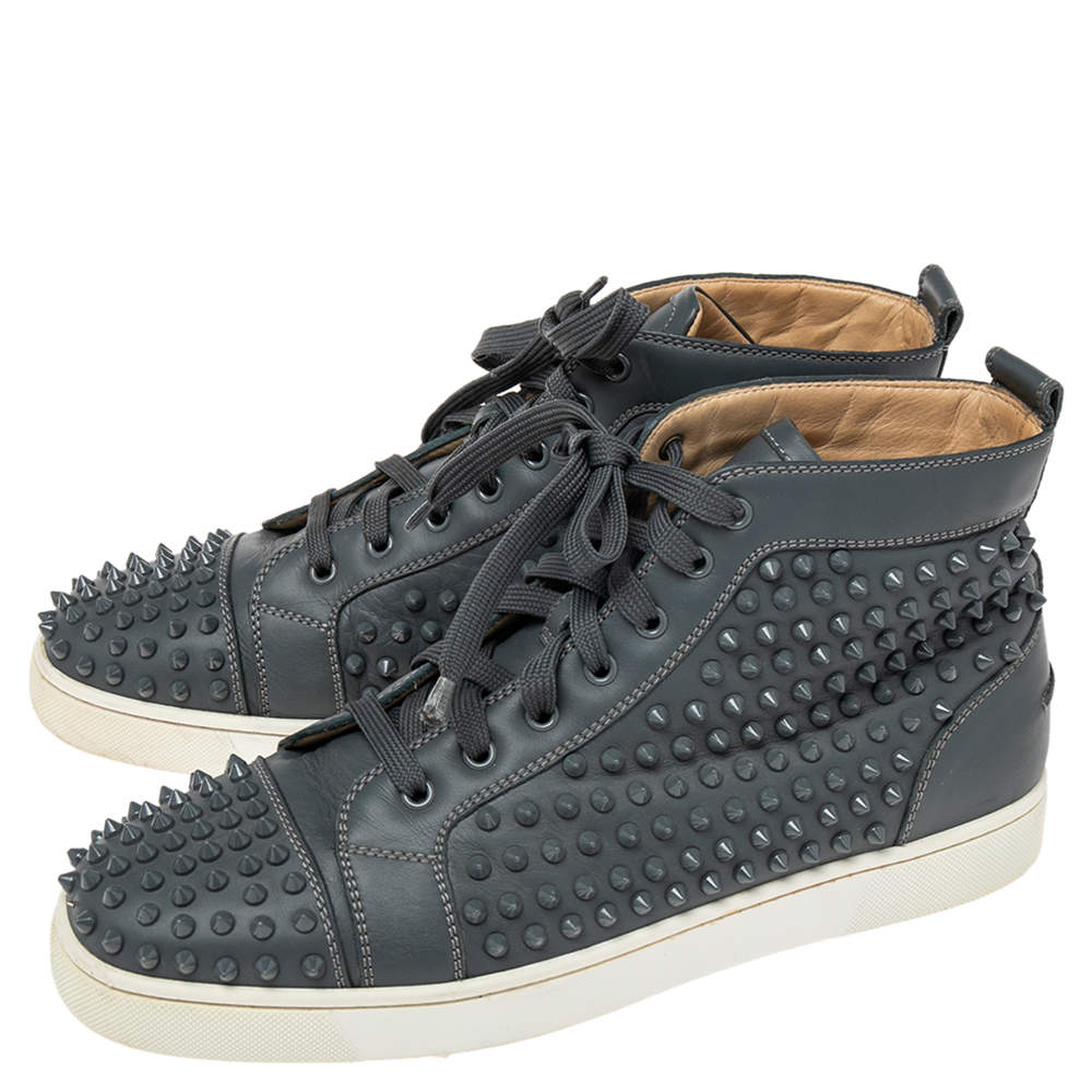 Louis leather trainers Christian Louboutin Grey size 39 EU in Leather -  37077278