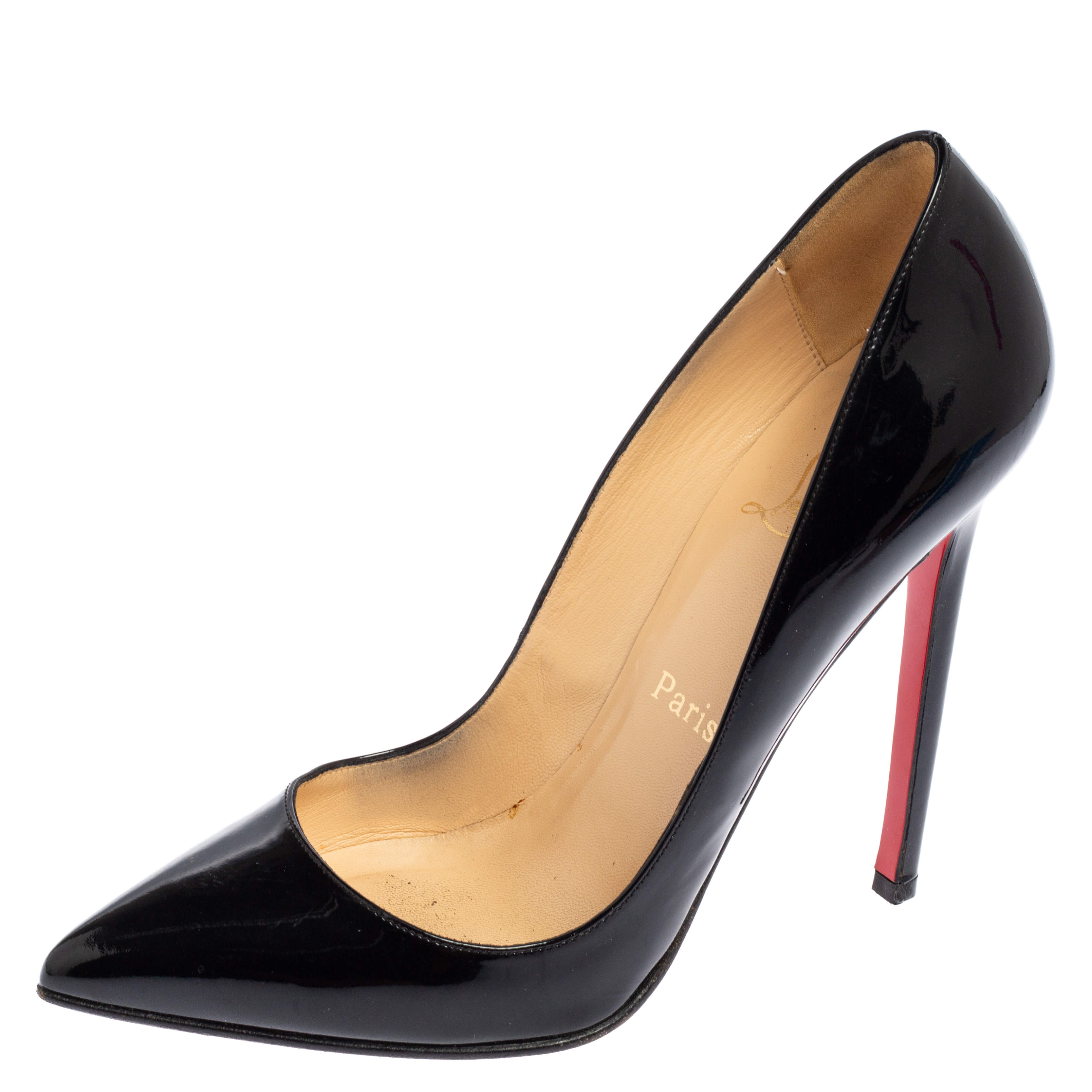 Christian Louboutin Black Patent Leather Pigalle Pumps Size 38