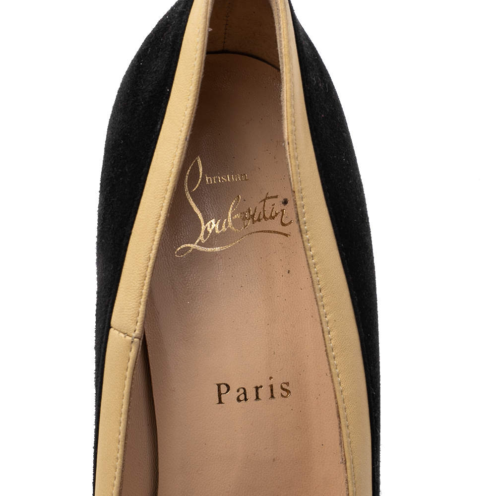 Pre Owned Christian Louboutin Two Tone Leather and Suede Mago Cap Toe Platform Pumps Size 40