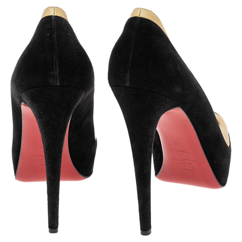 Pre Owned Christian Louboutin Two Tone Leather and Suede Mago Cap Toe Platform Pumps Size 40