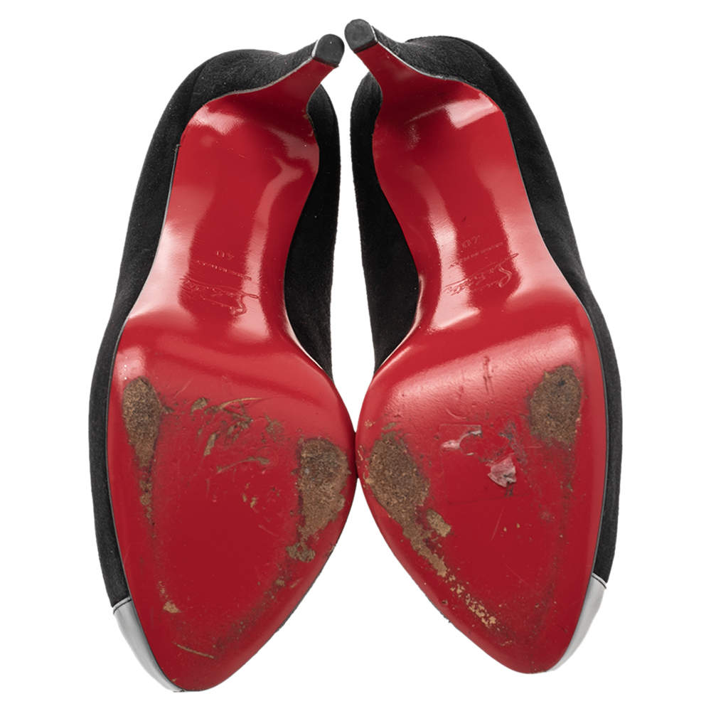 Pre Owned Christian Louboutin Two Tone Leather and Suede Mago Cap Toe Platform Pumps Size 40