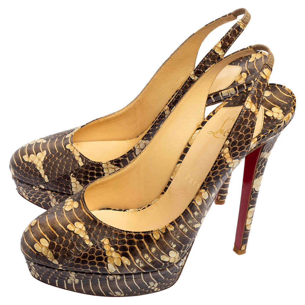 CHRISTIAN LOUBOUTIN Snakeskin 'Bianca 140' Platform Pumps Shoes 36 US 6 UK 3
