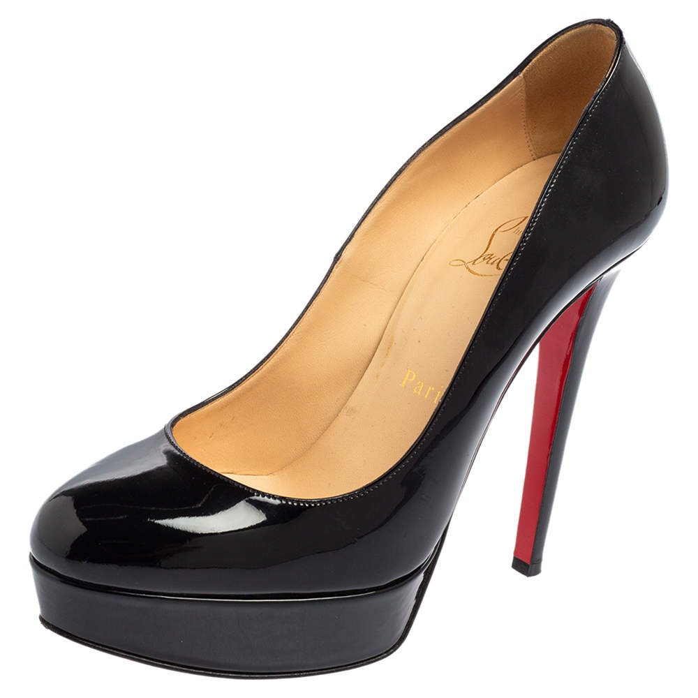 Pre Owned Christian Louboutin Black Patent Leather Bianca Pumps Size 37