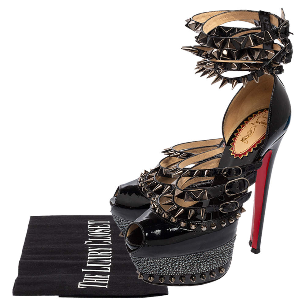 Christian Louboutin Isolde Studded Metallic Leather Platform Sandals