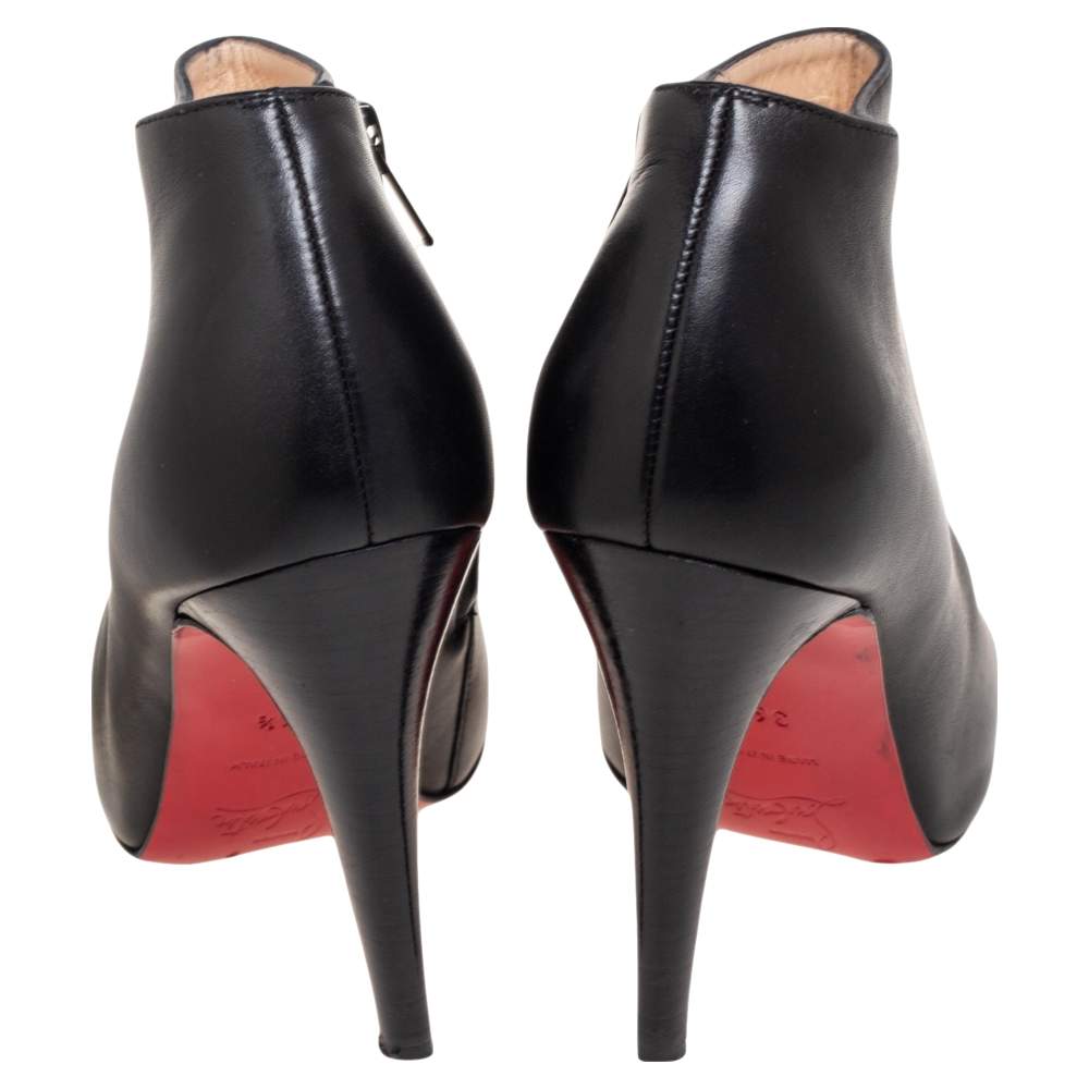Christian Louboutin, Shoes, Beautiful Christian Louboutin Red Bottom  Black Leather Boots Booties Size 535