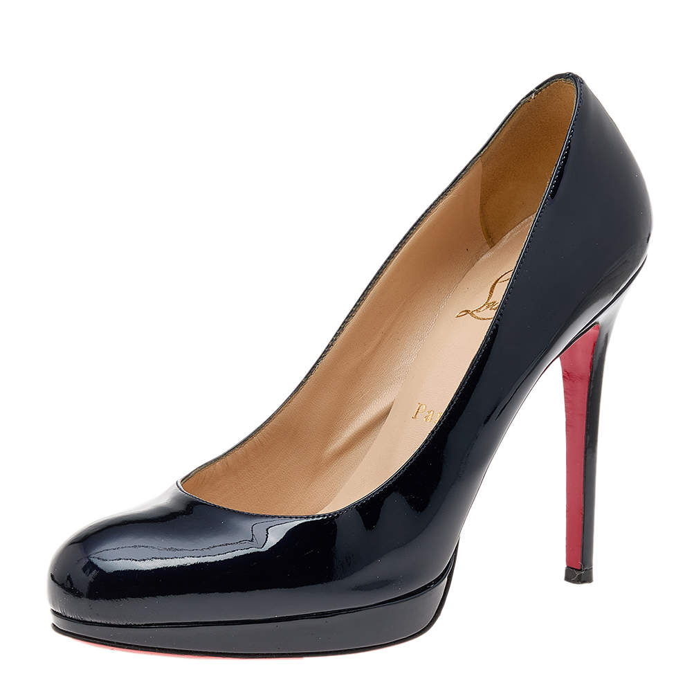 Christian Louboutin Navy Blue Patent Leather New Simple Pumps Size 38 ...