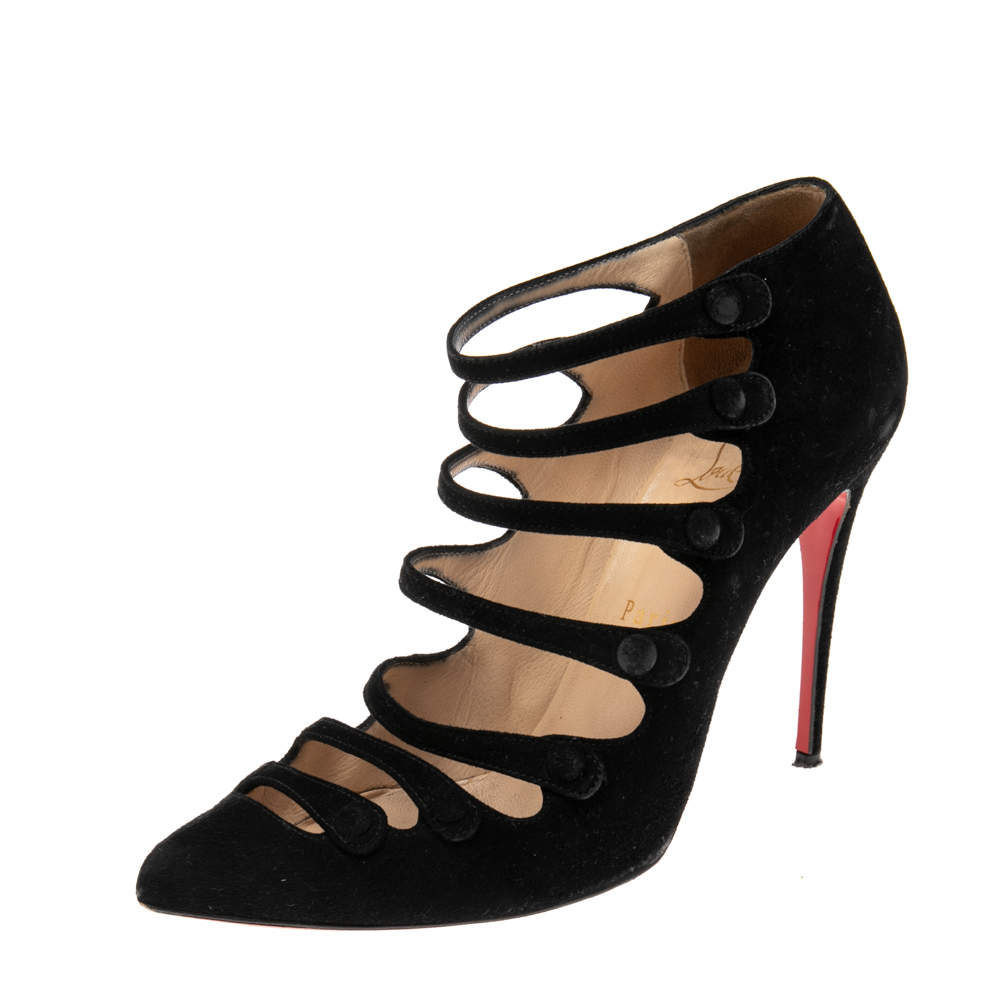 Pre Owned Christian Louboutin Black Suede Viennana Pumps Size 38.5 