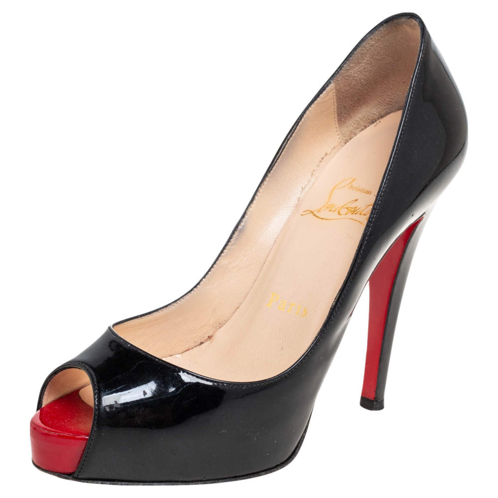 Christian Louboutin Black Patent Leather Very Prive Pumps Size 35