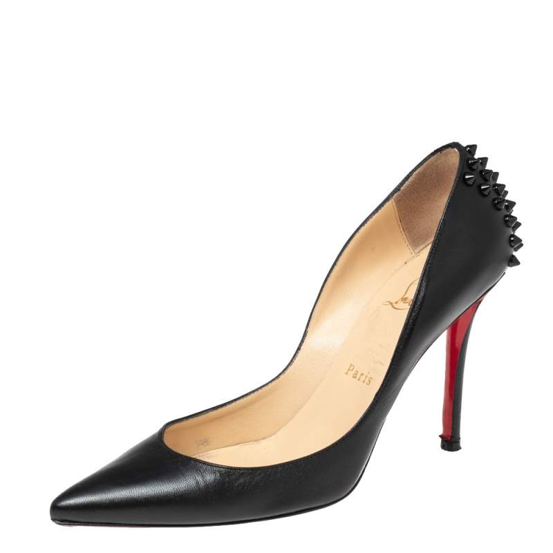 Pre Owned Christian Louboutin Black Leather Zappa Pumps Size 38