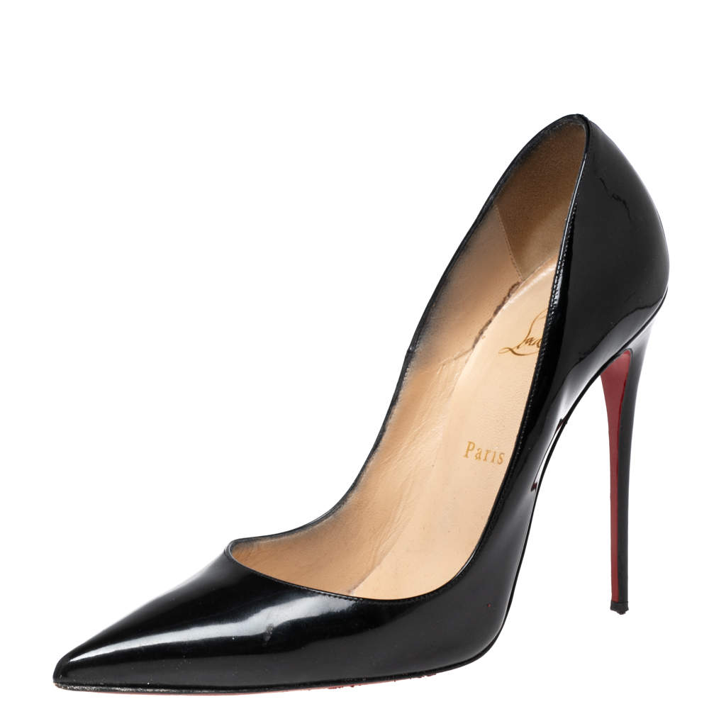 Pre Owned Christian Louboutin Black Patent Leather So Kate Pumps Size 40