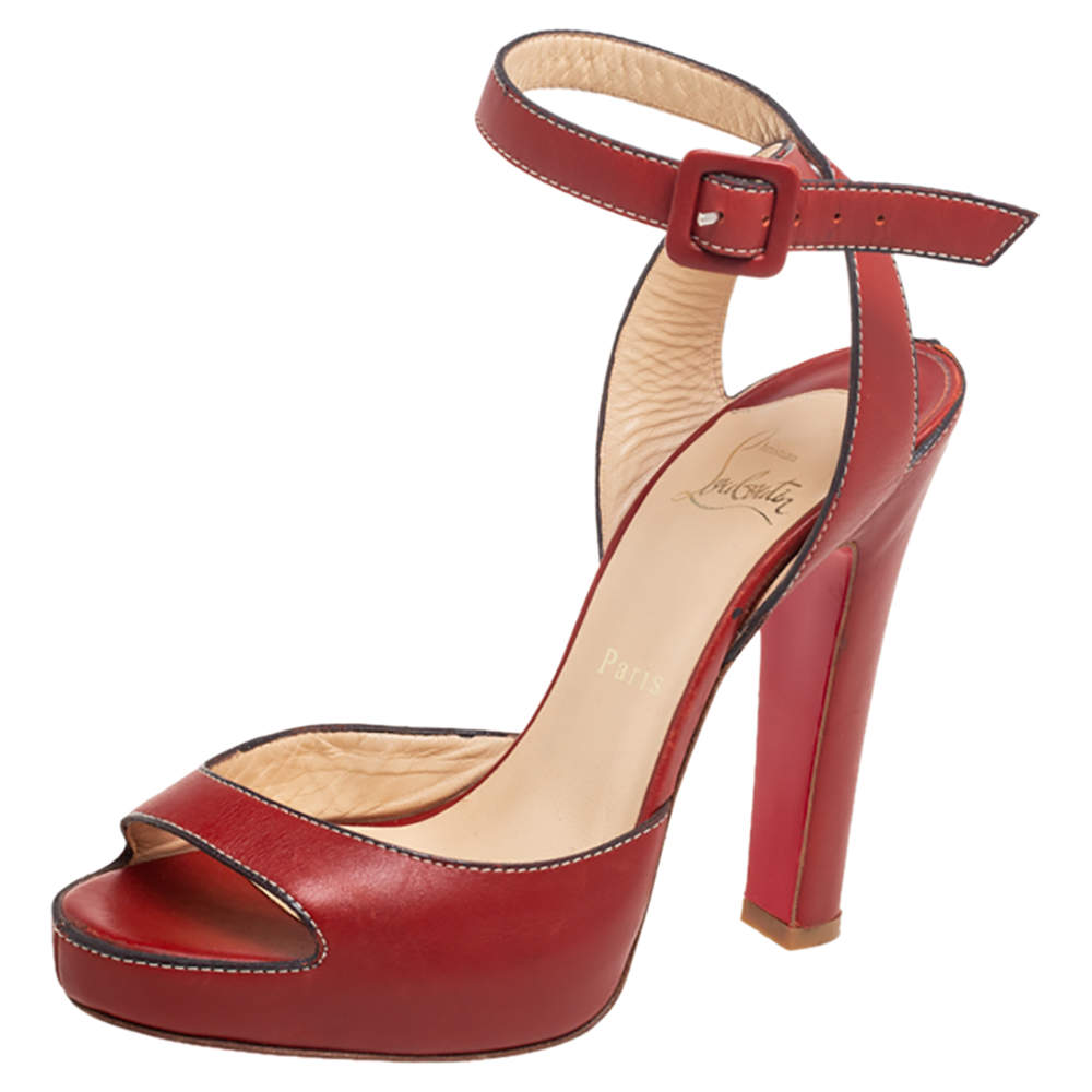 Christian Louboutin 38 US 8 Red Strap Open Toe Sandals/Pumps red sole high  heels