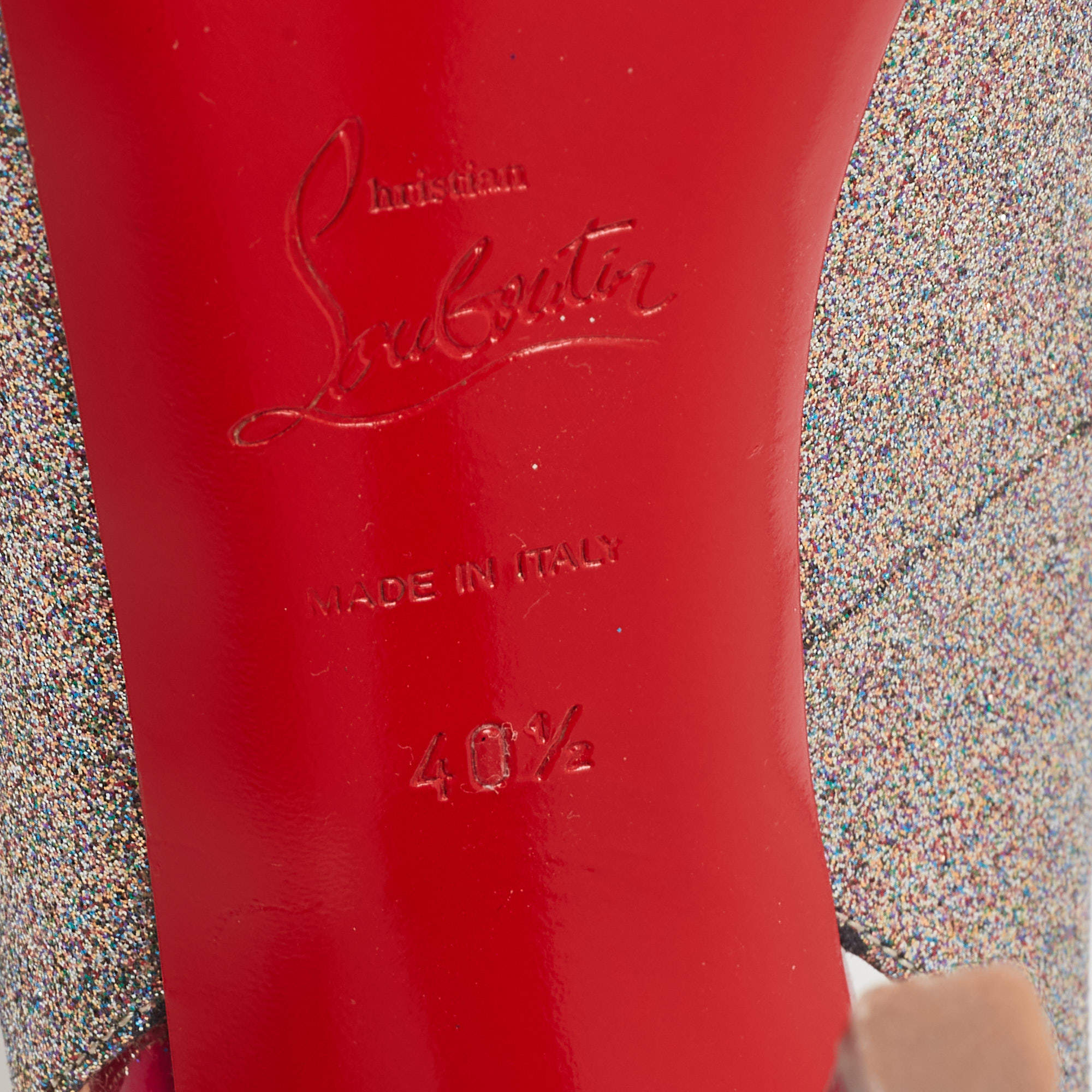 Pre Owned Christian Louboutin Multicolor Glitter No Prive Slingback Pumps Size 40.5