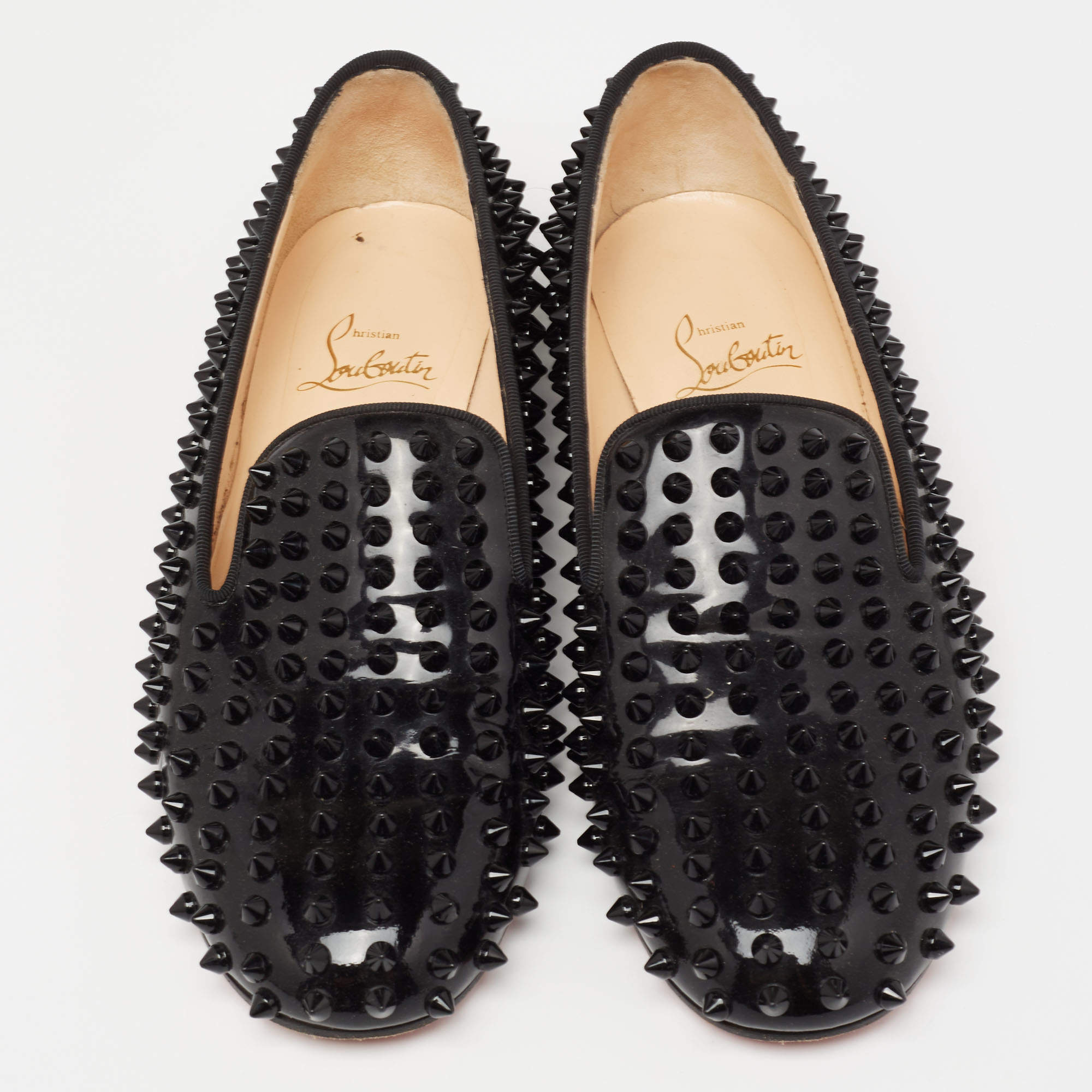 Christian Louboutin Black Dandelion Spikes Smoking Slippers Size