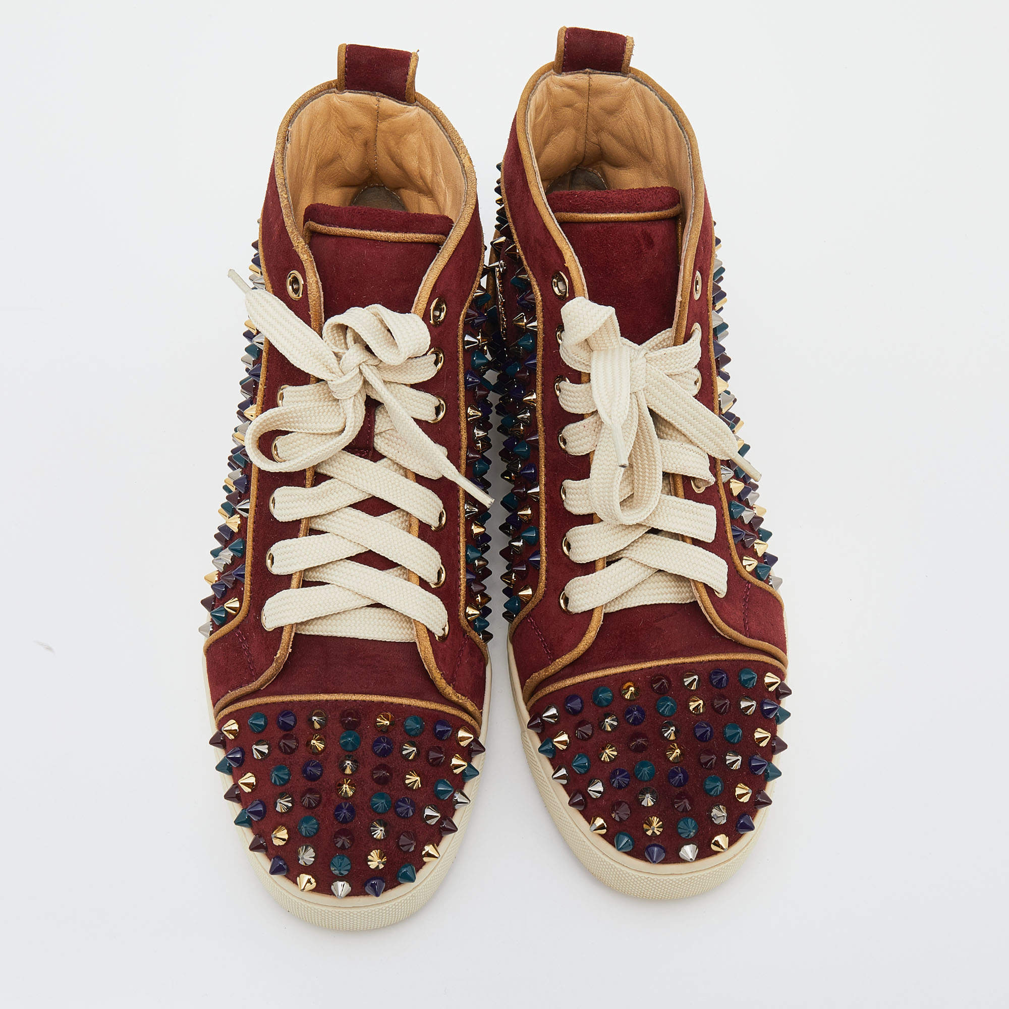 Christian Louboutin Burgundy Suede Louis Strass High To