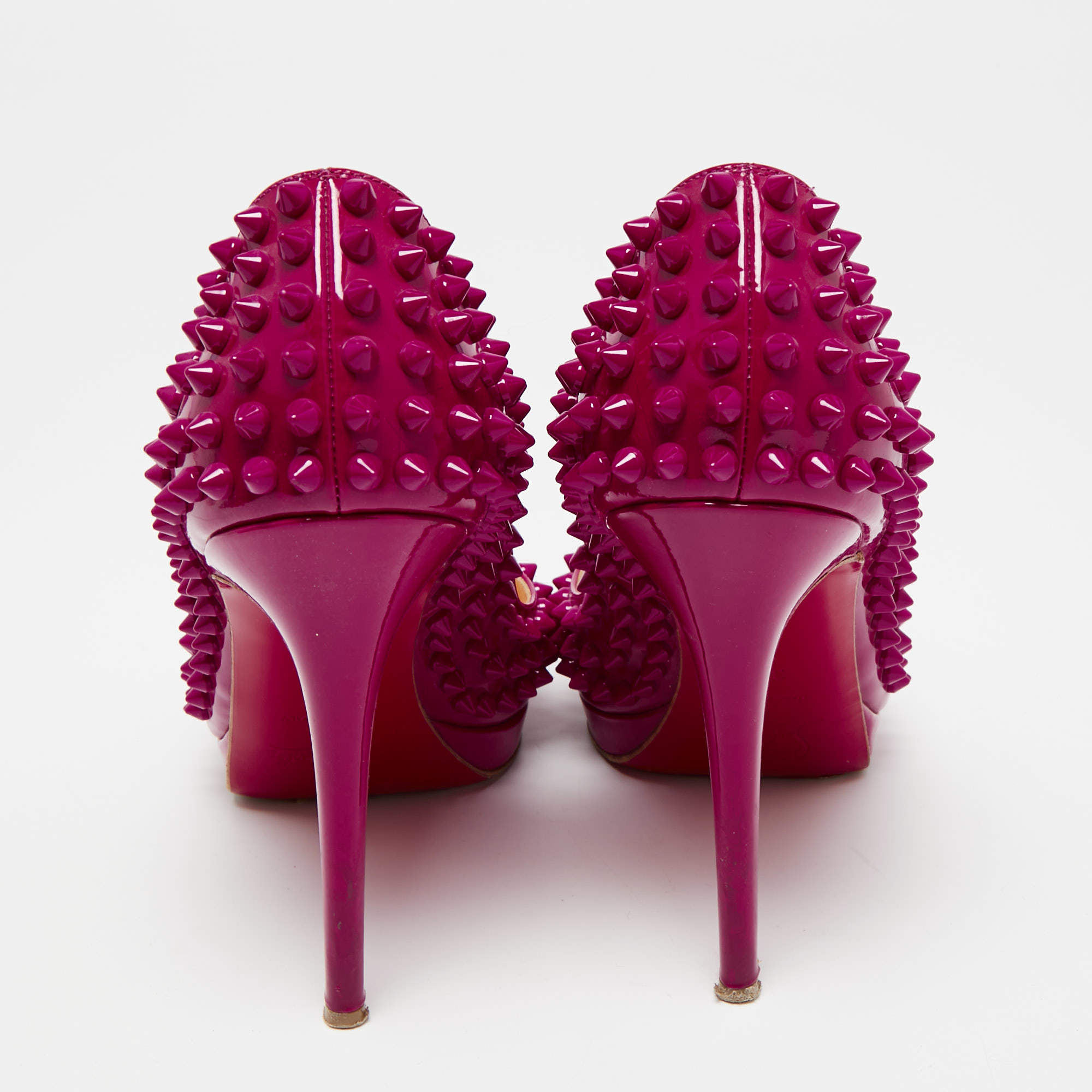 Christian Louboutin Pink/Bronze Suede and Leather Studded Cap-Toe Geo Pumps  Size 39.5 Christian Louboutin | TLC