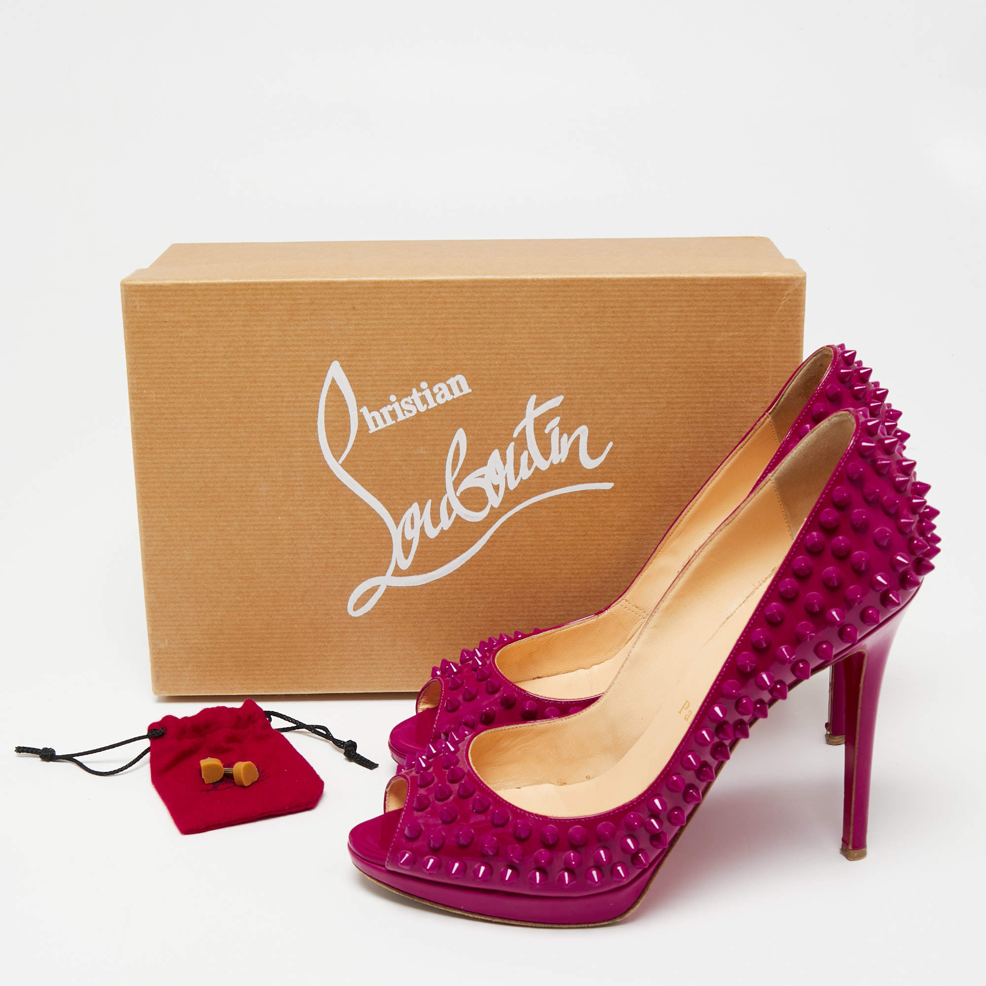 Christian Louboutin Yolanda Spike Stiletto $1,395 AUTHENTIC EU 37.5