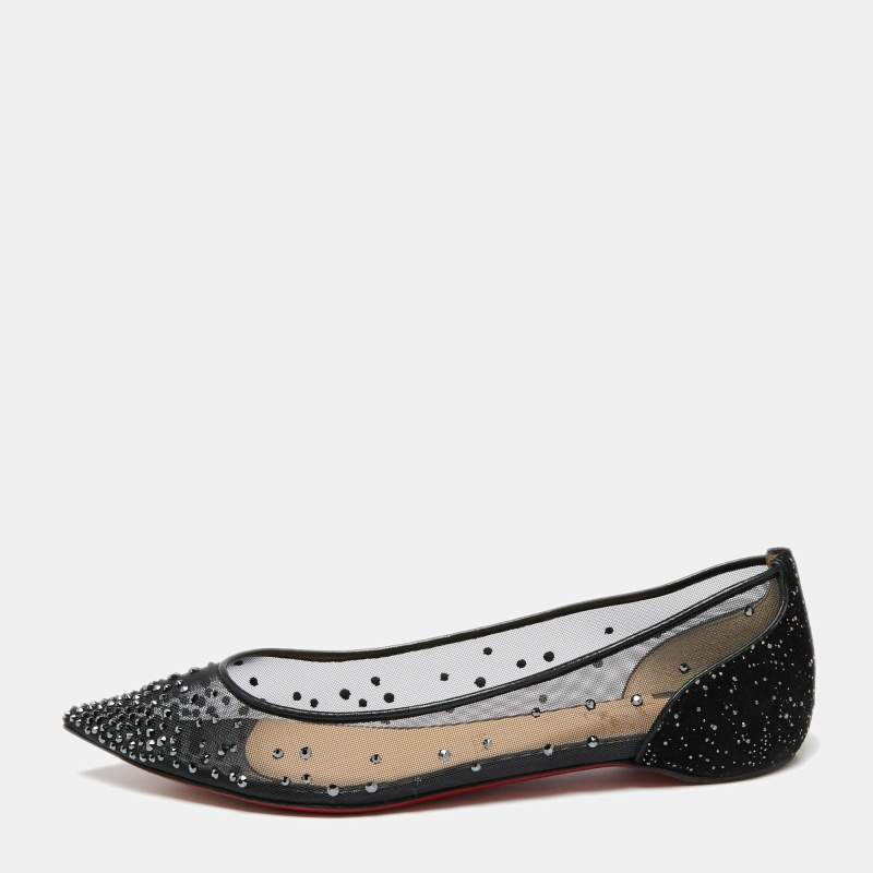 Christian Louboutin Follies Strass Suede Flats