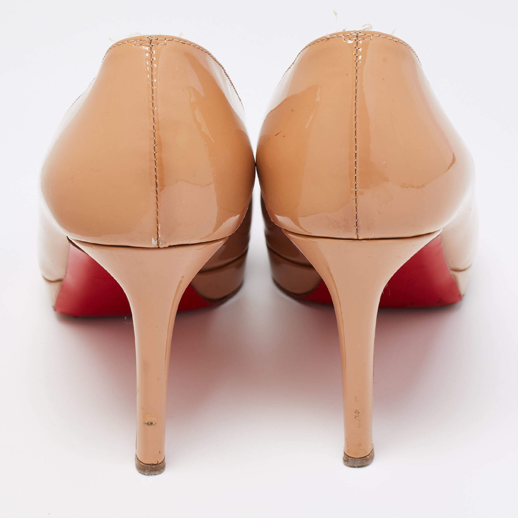 Pre Owned Christian Louboutin Beige Patent Leather New Simple Round Toe Pumps Size 39