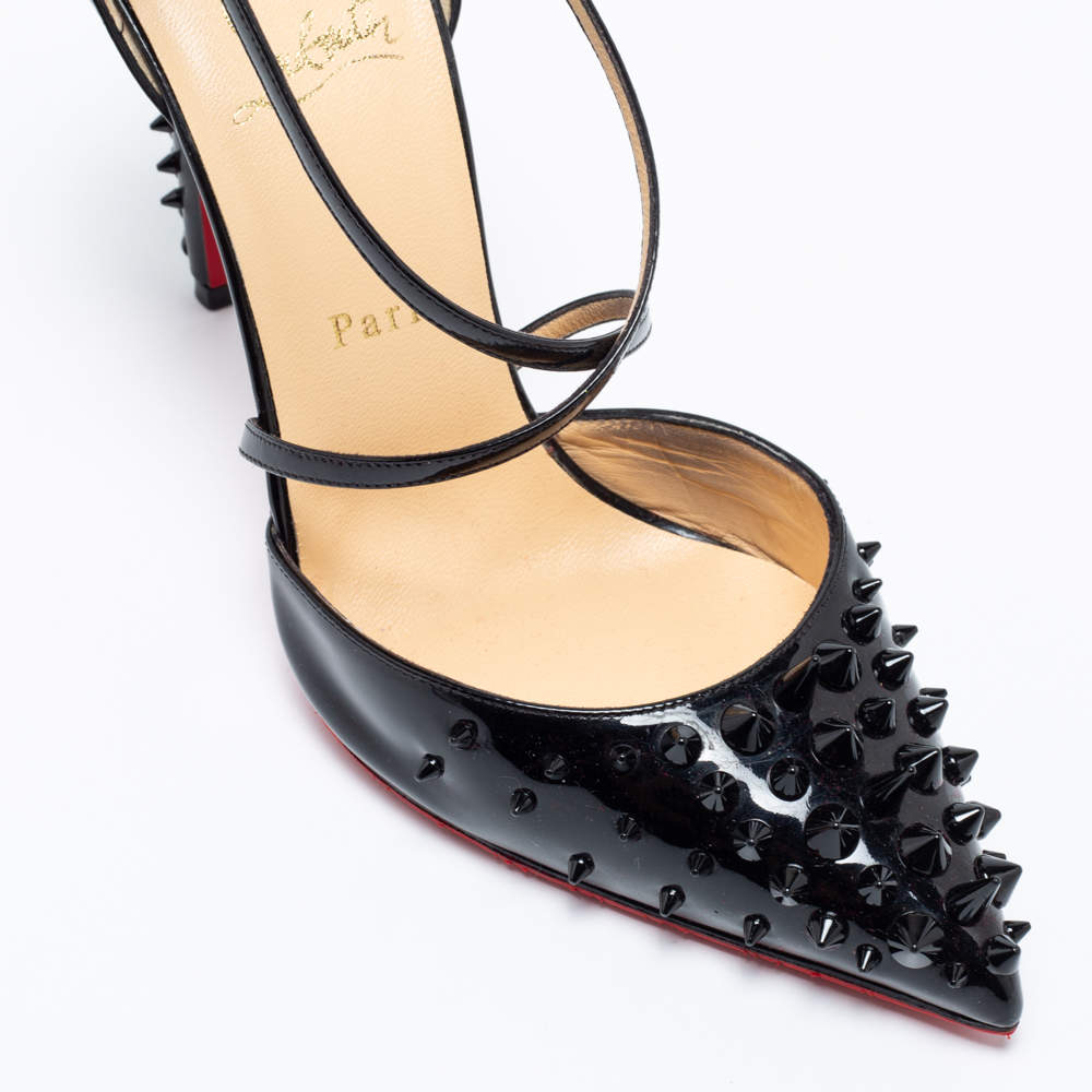 Christian Louboutin Black Patent Leather Goldocross Spike Pumps Size 40  Christian Louboutin