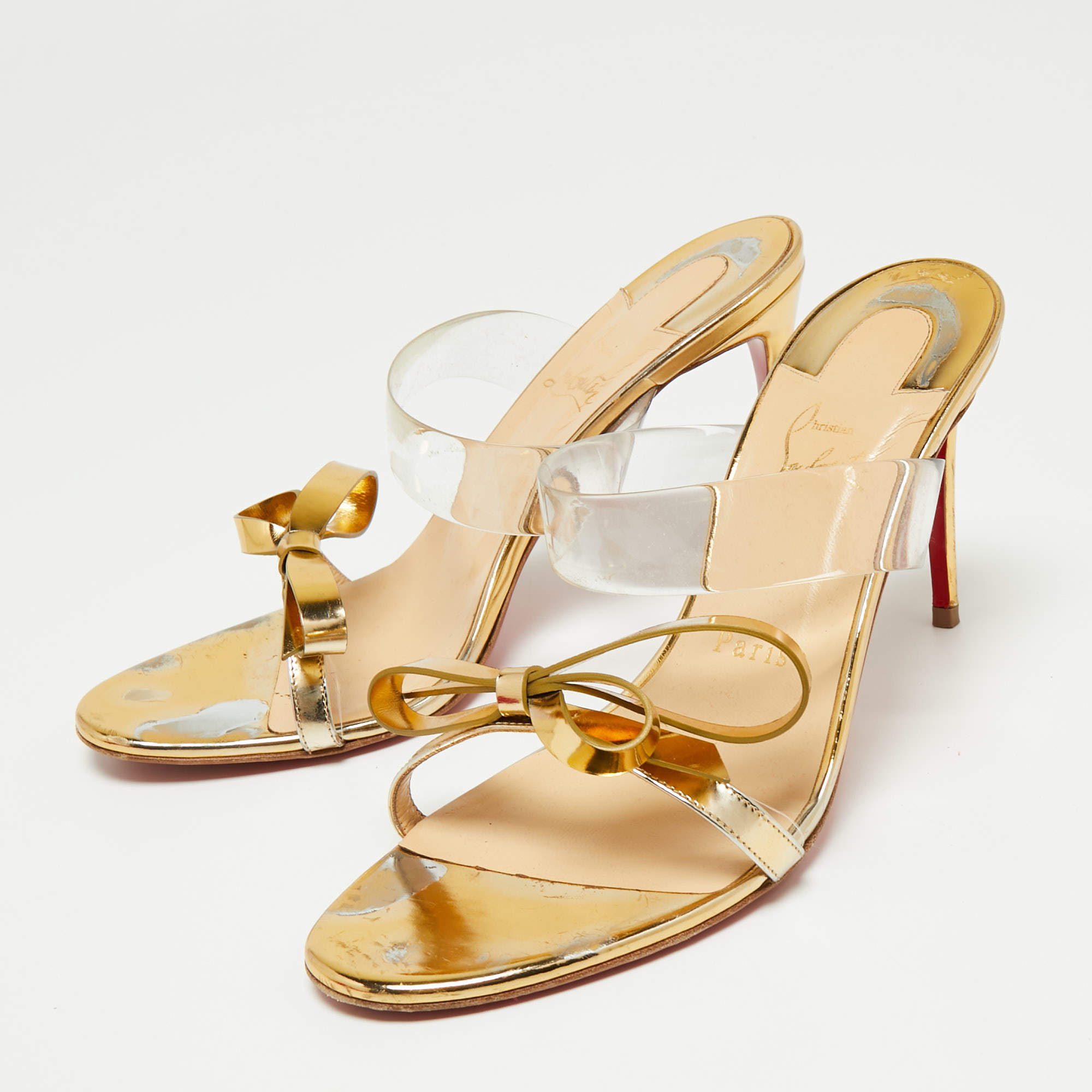 オンライン店 07/02出品停止 C. Louboutin Gold Chain Sandal - 靴