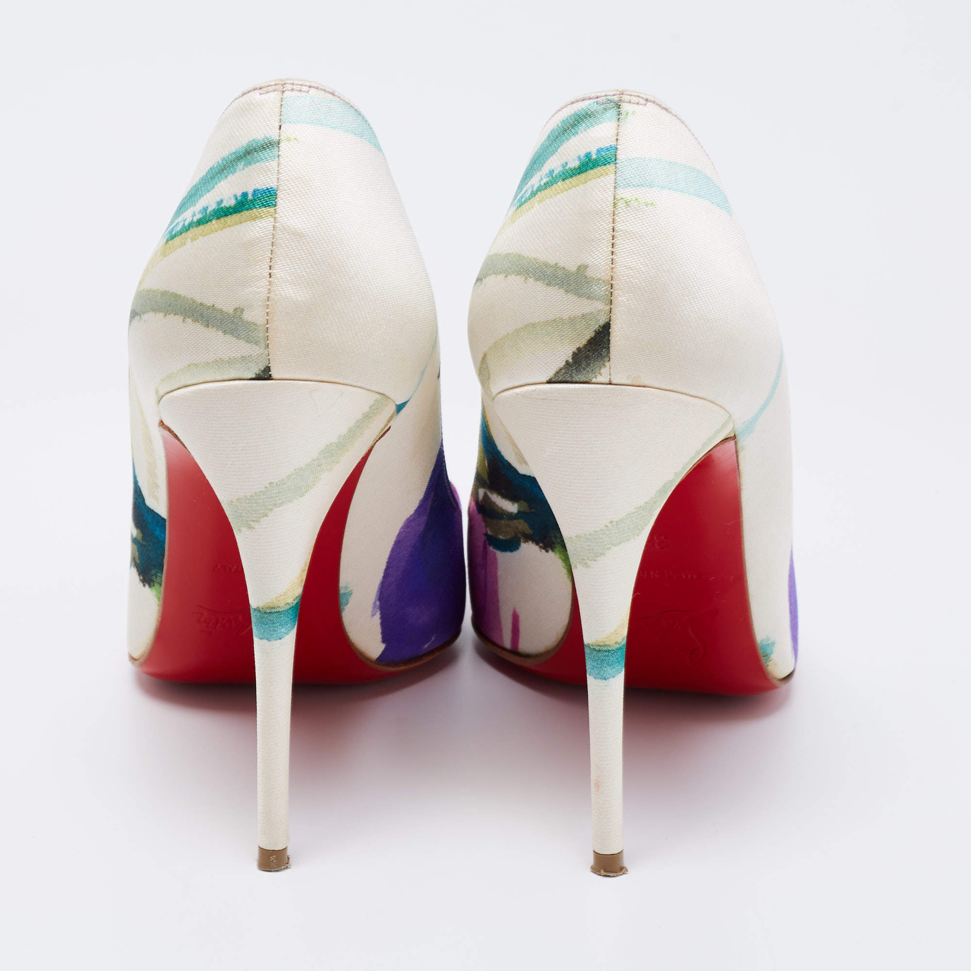 Pre Owned Christian Louboutin Multicolor Floral Print Canvas Pigalle Follies Pumps Size 38