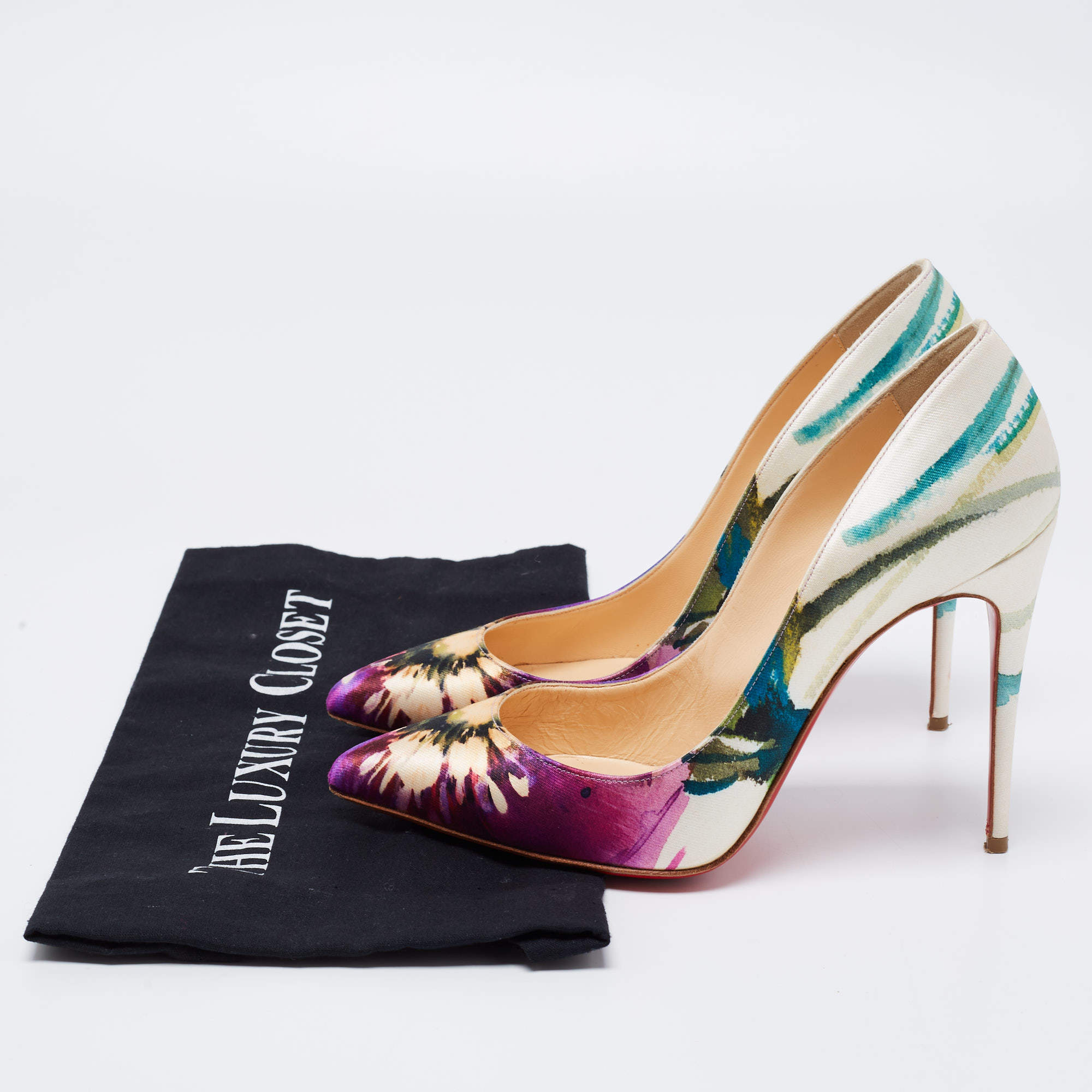 Pre Owned Christian Louboutin Multicolor Floral Print Canvas Pigalle Follies Pumps Size 38