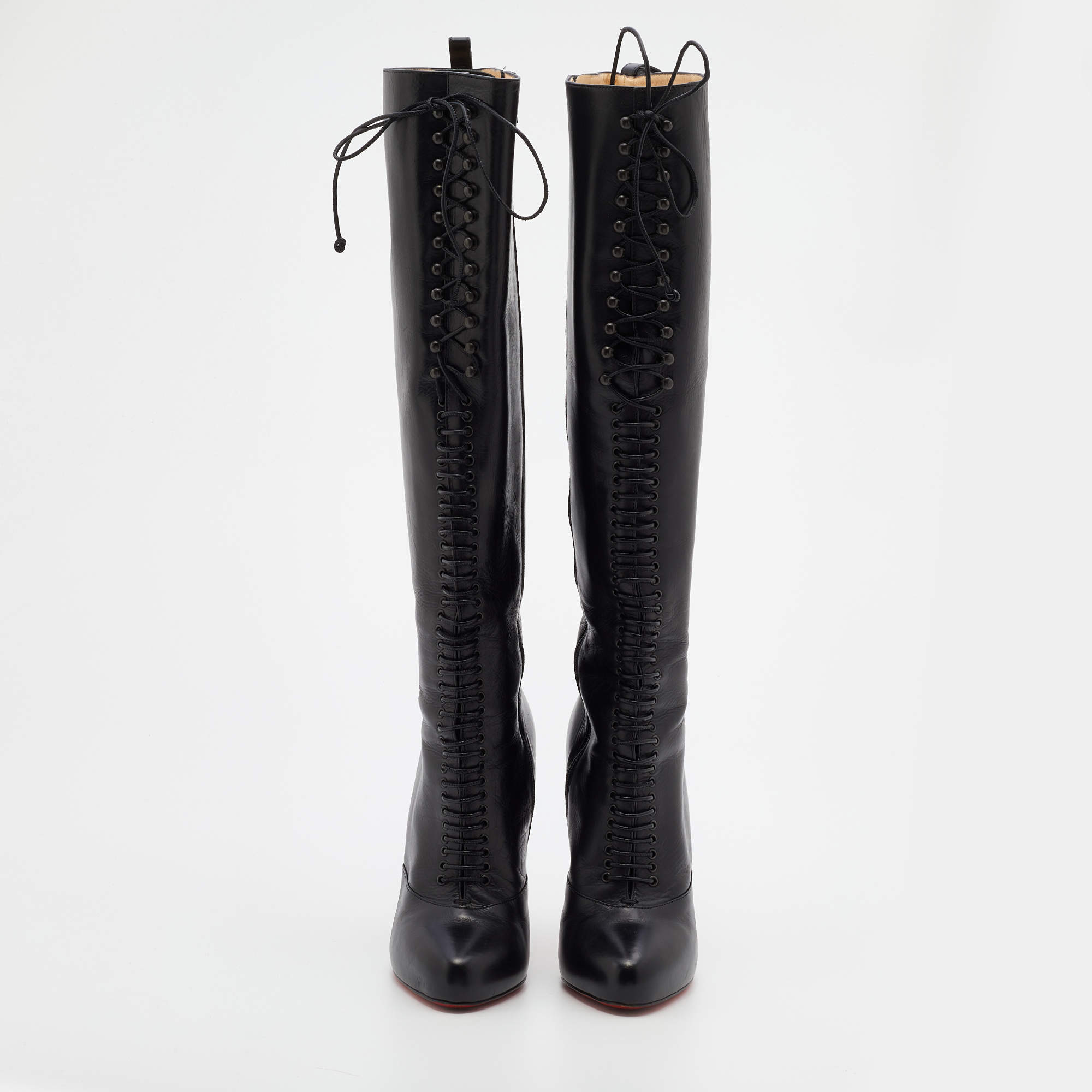 Christian Louboutin Mado Leather Lace-up Over the knee Boots in Black