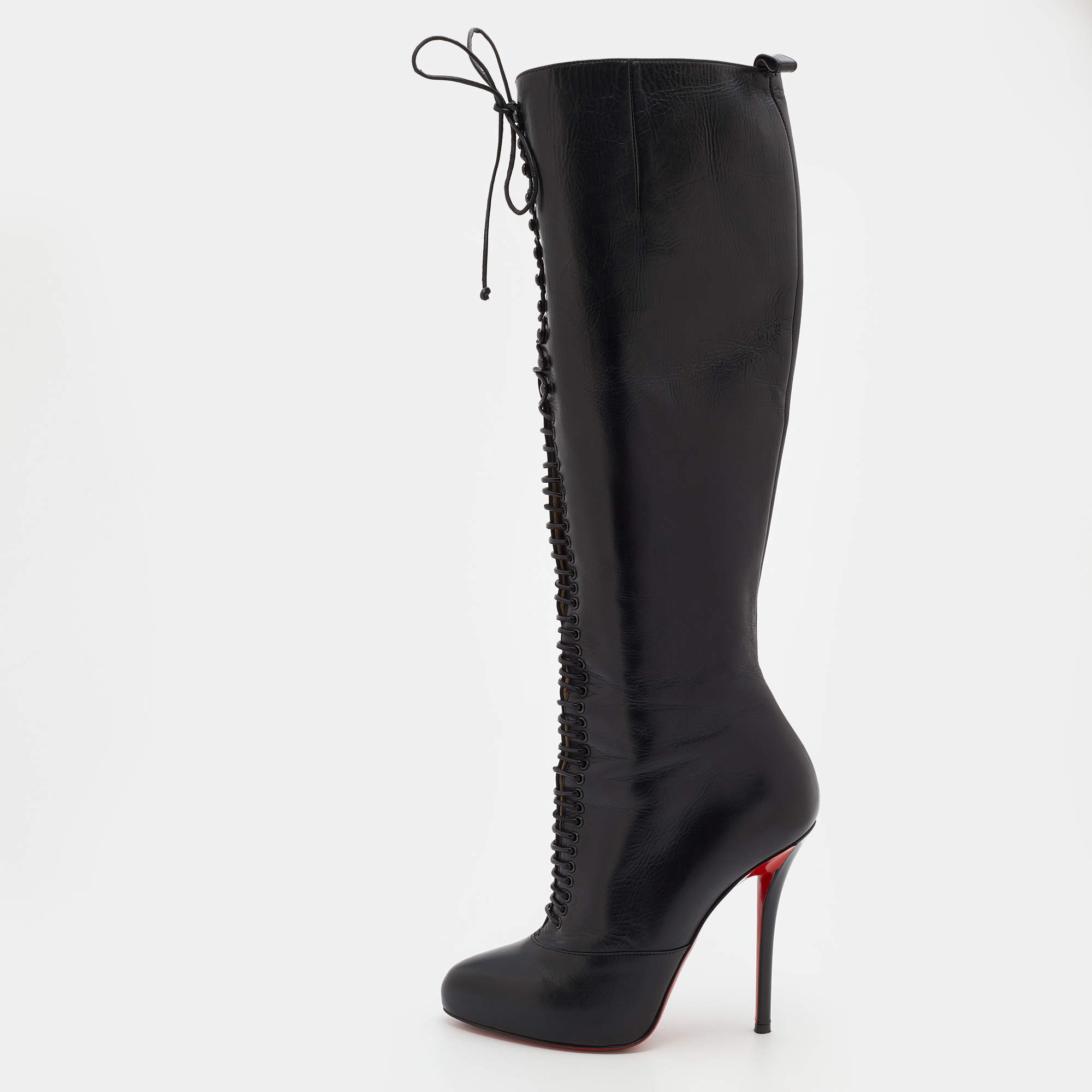 Christian Louboutin Mado Leather Lace up Ankle Boots in Black