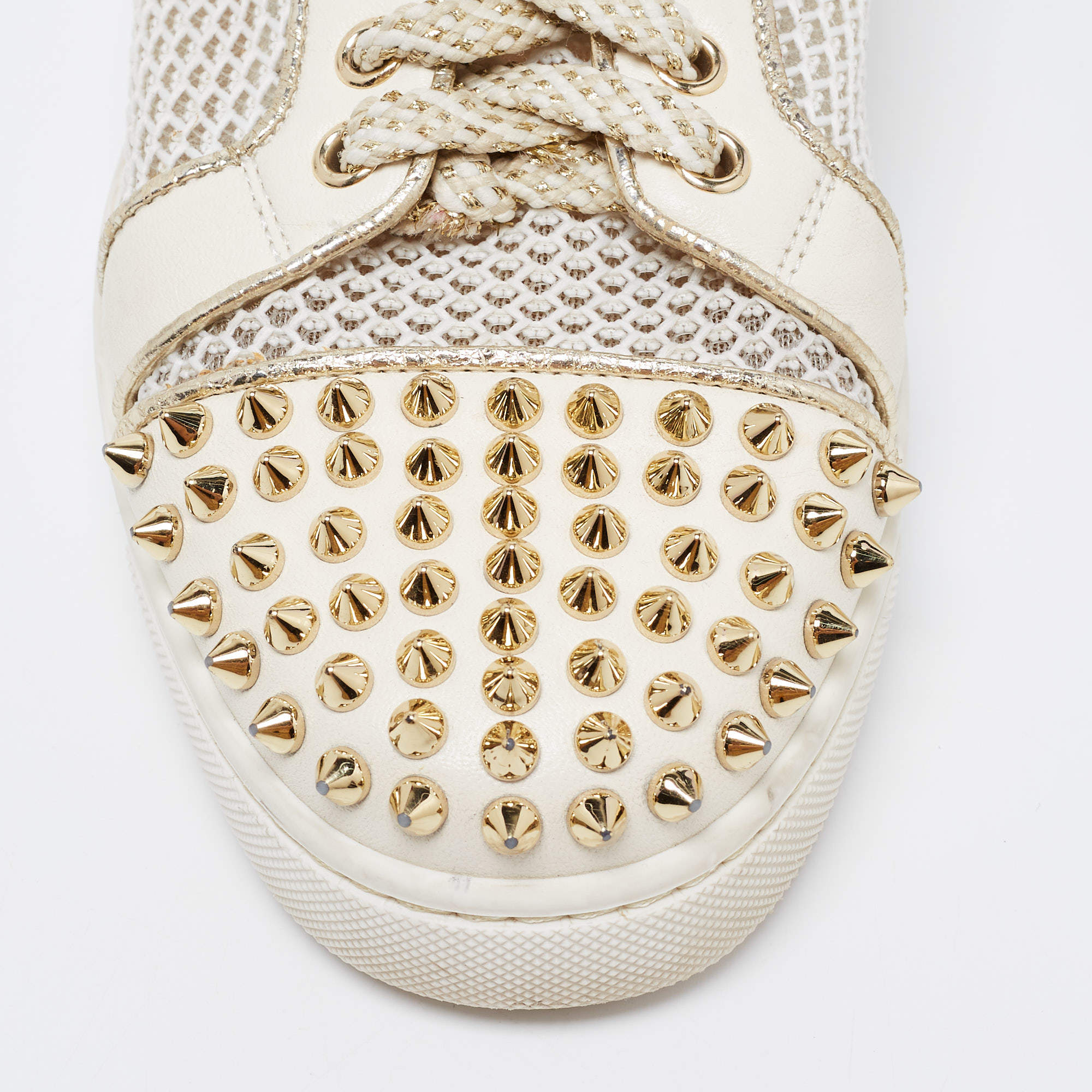 Christian Louboutin Louis Junior Spike Leather Low Top White – The